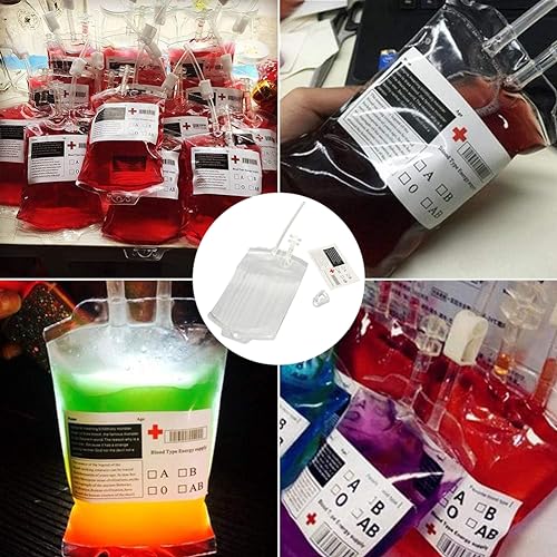 Halloween Blutbeutel,4 Stück Halloween Trinkgefäß Blutbeutel,Halloween Infusionsbeutel Blutbeutel,350 ml Halloween Blutbeutel,Halloween Party Dekoration,Perfekt für Halloween Zombie,Dekoration,Cosplay