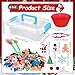 313 Pcs Christmas Sensory Bin Filler Fine Motor Toys Counting Sorting Winter Decorations 200 Christmas Pompoms 100 Xmas Felt Toys 6 Tweezers 6 Silicone Plates 1 Storage Box, for Counting DIY Crafts