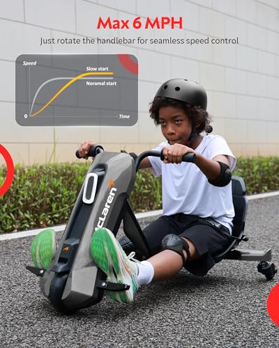 Image of 24V Electric Go Kart for Kids Age 6-12, 360 Spin Drift Cart, Black