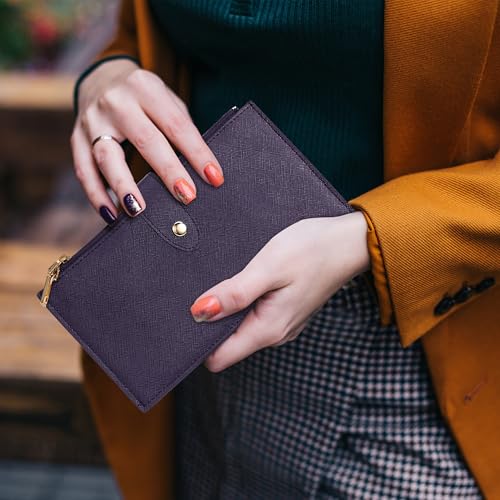 Image of Travelambo RFID Wallet Women Large Size Bifold Multi Card Wallet Case with Zipper Pocke Credit Card Holder for Women