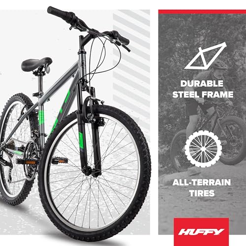 Image of Huffy Stone Mountain Bike for Men and Women, 20 inch /24 inch /26 inch, 6-Speed (20 inch) or 21-Speed, Front or Dual Suspension (Varies), Multiple Colors, Adjustable Saddle, Shimano Equipped, All-Terrain Tires