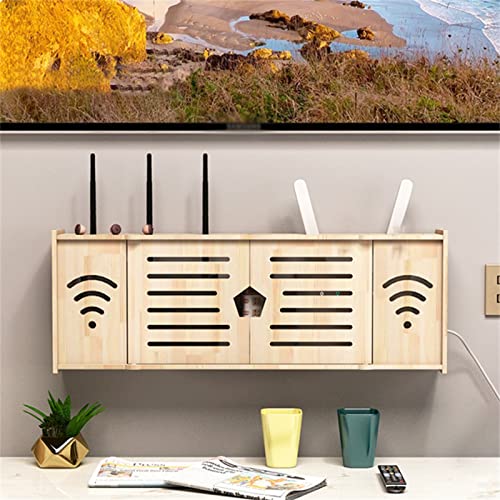 Wood Wifi Router Shelf/Tv Set-Top Boxes Magic Storage Shelf Decoration Box Wall Hanging Router Support (Color : 66X10X24Cm) #TOP2