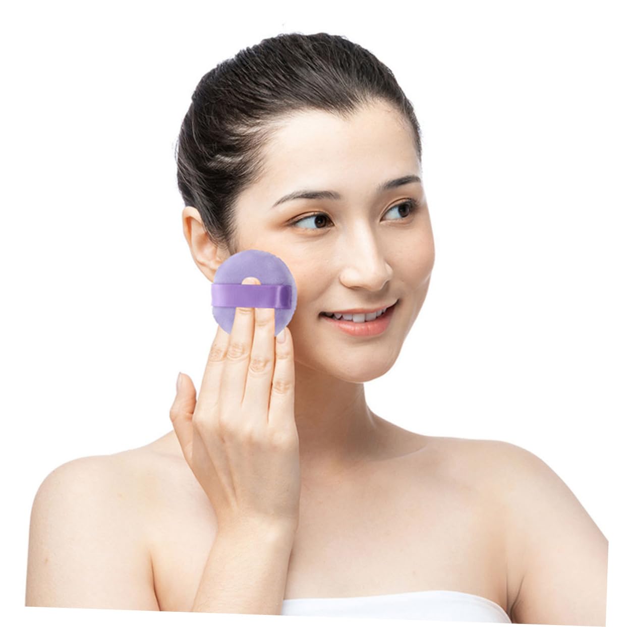 HAPINARY 4pcs Small Powder for Face Velvet Makeup Pads Soft Bristles Ideal for Foundation Loose Powder Applicator