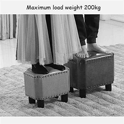 Tabouret cube en cuir ciré élégant et robuste pour coiffeuse - 6