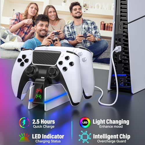 ps5-controller-charger-station - charging station for playstation 5 dualsenseedge controller with 9 color led light fast charging dock amp holder charger stand for ps5slimpro remote accessories