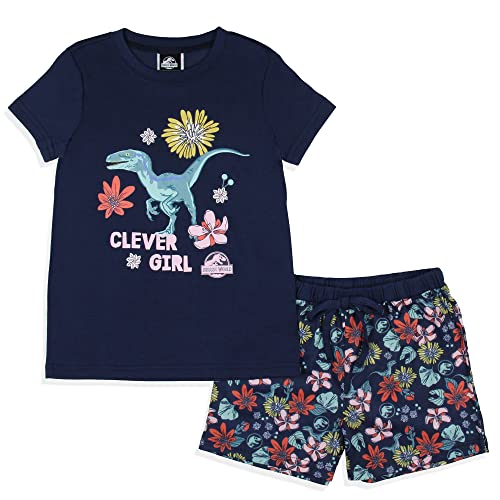 INTIMO Jurassic World Girls' Movie Film Clever Girl Flower Sleep Pajama Set Shorts