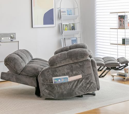 Zuacs Dual Motor Power Lift Chair 26" Extra Wide Recliner Chair for Elderly with Headrest, Flip Arm Storage,Massage & Heat,Oversized Lay Flat Recliner with Cupholders,USB Ports,Type C,Zero Gravity