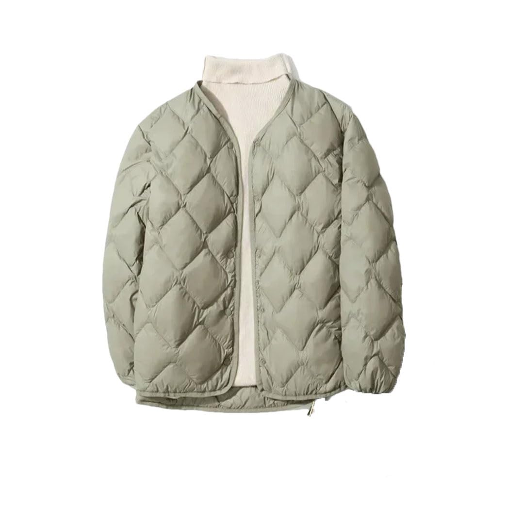 Chaquetas ligeras acolchadas para mujer, abrigos de plumón de pato, para invierno, con bolsillos, con plumas femeninas, sin cuello, Gris EN8, 3XL