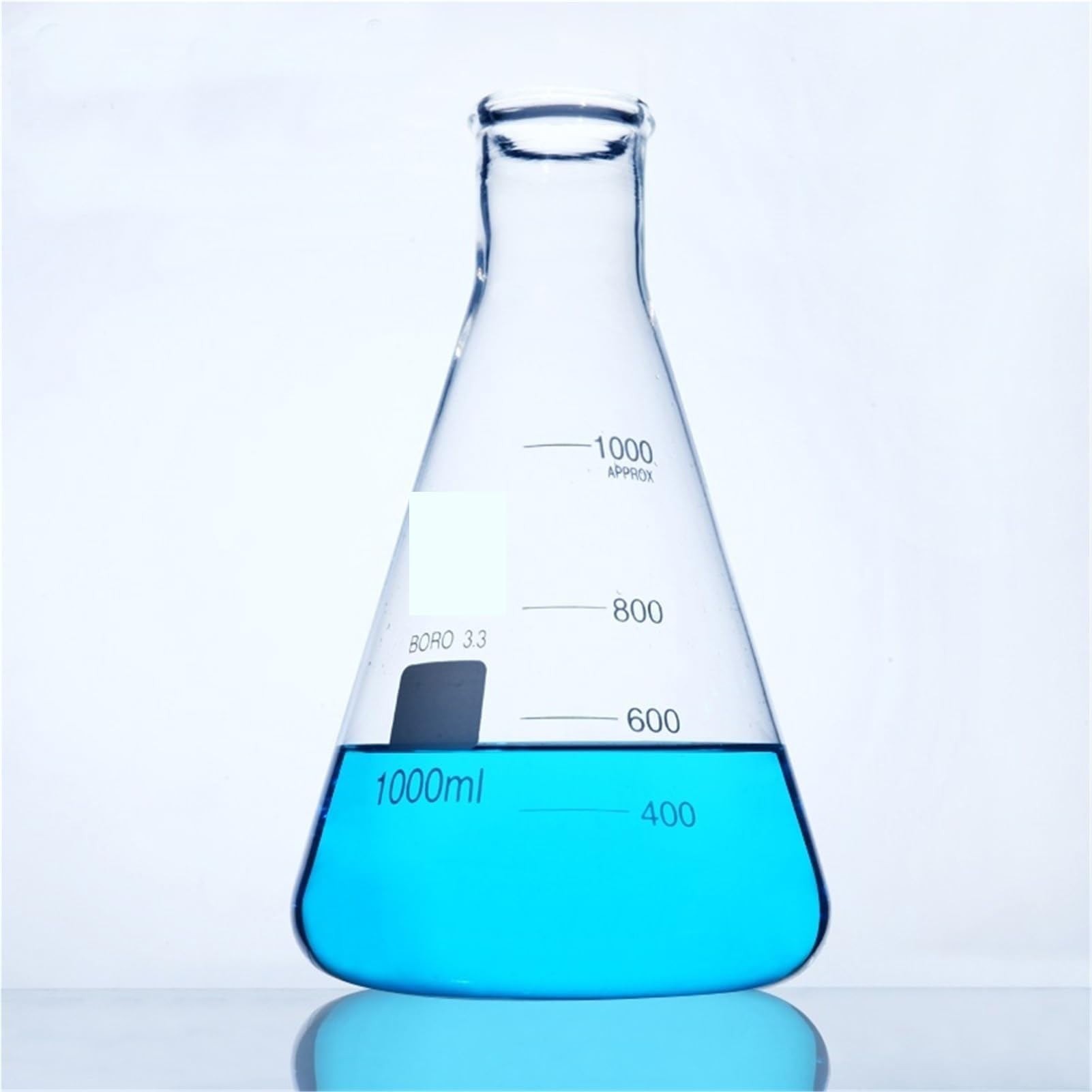 Matraz Erlenmeyer Graduado de Borosilicato, 2 Piezas/Paquete de matraces cónicos de Vidrio Espesado, matraz Erlenmeyer de borosilicato for Laboratorio, Equipo de Laboratorio(1000mL)