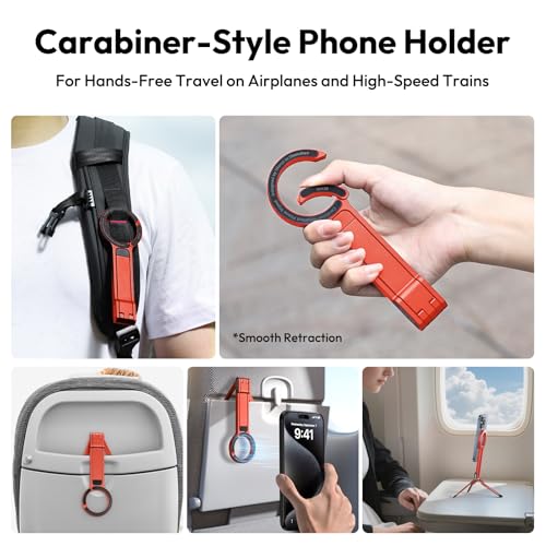 Image of ULANZI MA30 Magnetic Phone Tripod Stand for iPhone - Aluminium Maglock Smartphone Mini Tripod Pocket Cell Phone Stand Strong Magnet Quick Mount Compatible with iPhone 16 15 14 13 12 Series, Orange