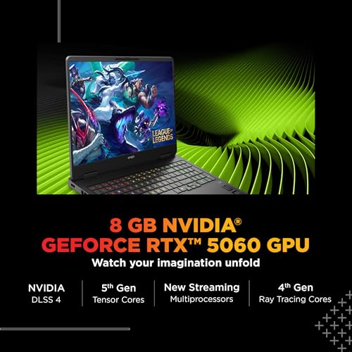 Image of HP Omen, AMD Ryzen 9 8940HX, 8GB RTX 5060, 24GB DDR5(Upgradeable) 1TB SSD, 165Hz, 2k WUXGA, 3ms, 400 nits, 16'' /40.6cm, Win11, M365* Office24, Black, 2.44kg, ap0181AX, Omen AI, RGB, AI Gaming Laptop