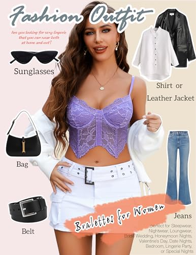 Image of Avidlove Lace Bralettes for Women Y2k Camisole Lingerie Adjustable Strap Crop Top
