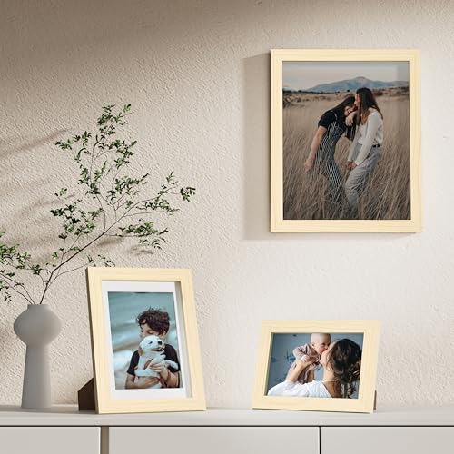 Image of Vittanly Picture Frames Set of 10, Picture Frames Collage Wall Decor with Two 8x10, Four 5x7, and Four 4x6 Photo Frames, Gallery Wall Frame Set for Wall or Tabletop Display, Natural