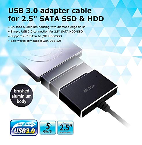 Cable adaptador Akasa USB 3.1 Gen1 a SATA 2.5" 60 cm miniatura 3