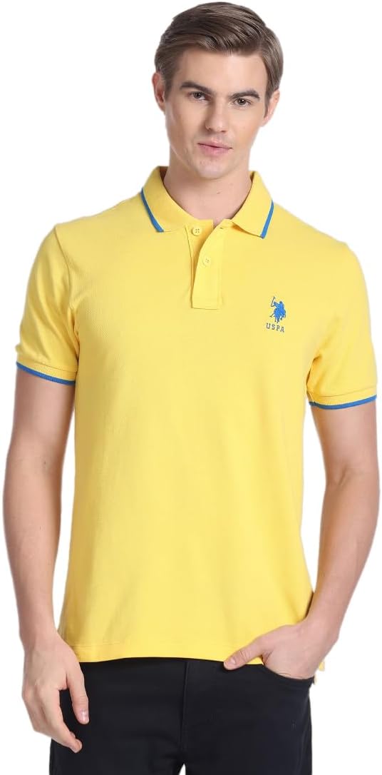 U.S. POLO ASSN. Men's Tipped Collar Pure Cotton Slim Fit Polo Shirt