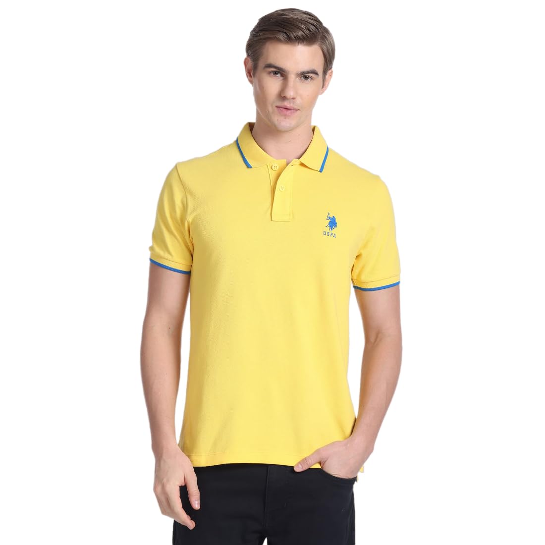 U.S. POLO ASSN. Men's Tipped Collar Pure Cotton Slim Fit Polo Shirt
