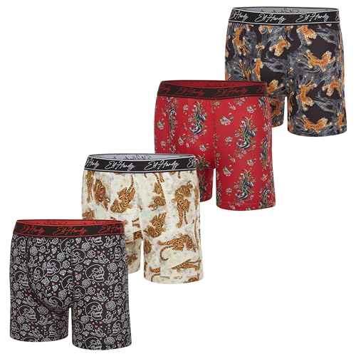 ED HARDY Mens Boxer Briefs Active Stretch Breathable Underwear, Comfortable Gym Boxer Briefs Multipack