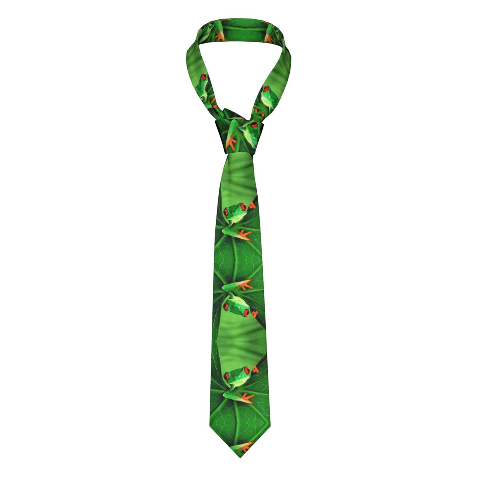 Faduni Unisex Cute Frog Men Ties Silk Neck Tie For Men Wedding Business Formal Neckties