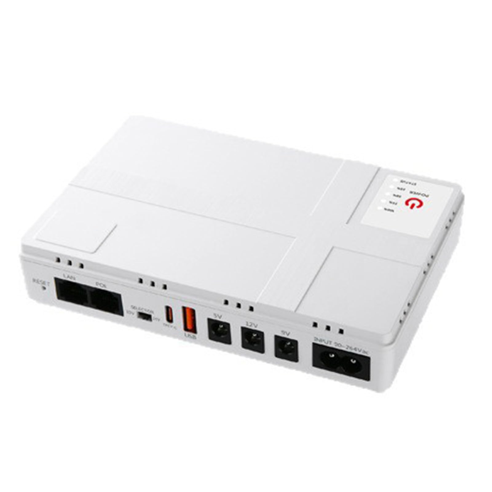 Gruppo di continuità CC Mini UPS Compatto 8000 MAh Batteria di Backup per Modem Router Telecamere di Sicurezza Bianco (Spina europea)
