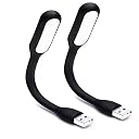 Soseelnee Mini Flexible Light, Portable USB Led Reading Night Lamp for PC Laptop Computer Notebook Power Bank - 2 Pack (Black) gallery image