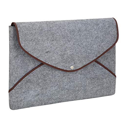 Image of OON 13 Inch Felt Laptop Sleeve Clingy Grey Outer Size 14.4 inch x 10.2 inch Easy to fit 13 inch Laptop Sleeve