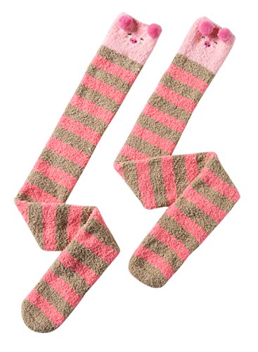 Image of Urban CoCo Women's Cartoon Fuzzy Socks Winter Warm Over Knee High Socks