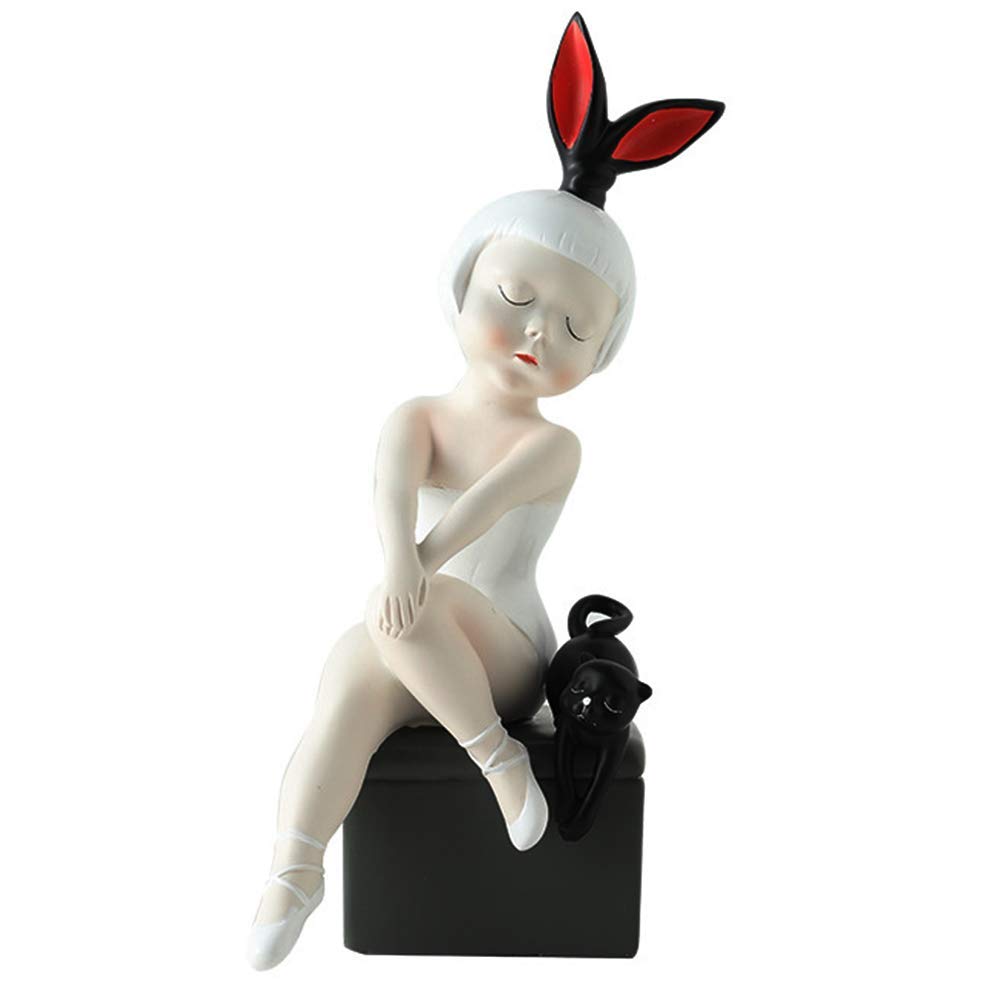 Elegancka figura statua Ornament dziewczyna księżniczka rzeźba moda biurko do salonu pokój dziecięcy dekoracja sypialni prezent, C