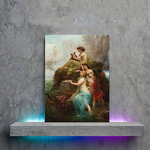 Art Poster Author Hans Zatzka's Elegant Three Fairies Retro Oil Painting Wall Decoration Canvas Pain Canvas Painting Posters And Prints Wall Art Pictures For Living Room Bedroom Decor 12X16Inch(30X40 #TOP4