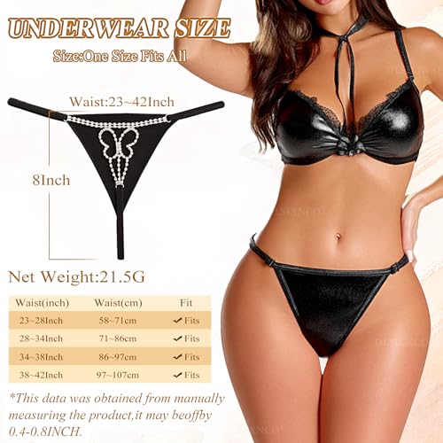 Image of Chain Thong Underwear for Women, Adjustable Rhinestone Panties | Adjustable waist strap, rhinestone chain design, G string underwear style, sparkly body jewelry for party clubwear outfits