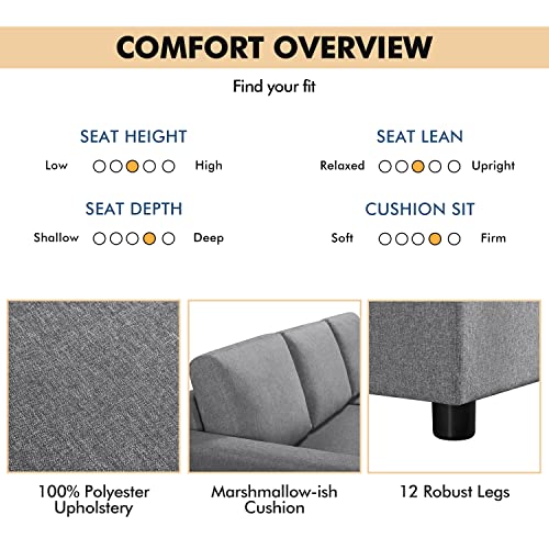 Yaheetech Sectional Sofa L-Shaped Sofa Couch Bed W/Chaise, Reversible Sleeper Sofa W/Pull Out Bed & Storage Space, 4-Seat Fabric Convertible Sofa, Living Room Bedroom Light Gray #TOP5