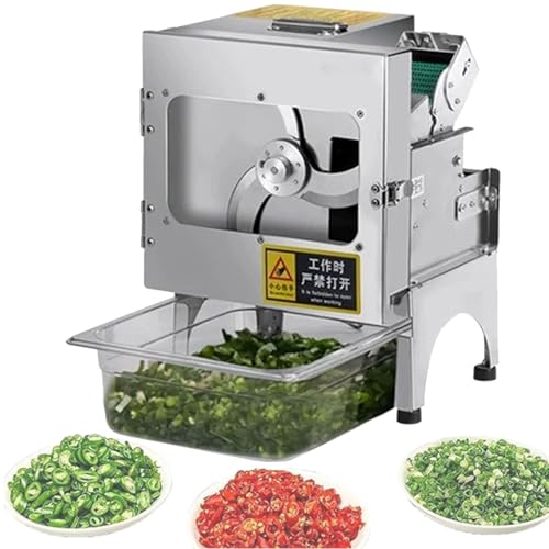 YXFAZPP Picadora Eléctrica de Cebolla Verde, Cortadora Comercial de Verduras y Frutas, Rodaja de Cebolla de Primavera para Hogar, Grosor Ajustable de 1.3-35 mm para Puerros de Ajo y Chile (B)