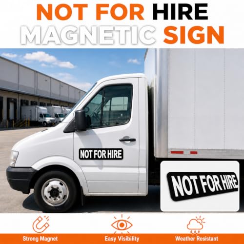 Image of Not For Hire Magnetic Signs, 3 inchx 12 inch Not For Hire Car Magnetic Sticker Signs for Vehicles, Display On Box Truck, Tractor Trailer, Company Vehicle, Personal Vehicle