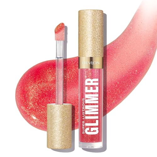 Revlon Super Lustrous Glimmer Gloss, Glitterato Idratante e Rimpolpante, Finish Ultra Lucido e Brillante, Formula a Base di Piante, 007 Haute Honey, 3.8ml