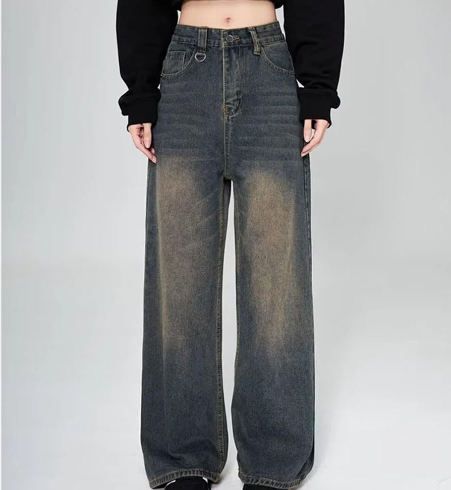 Men’S Vintage Baggy Jeans Mid Waist Loose Fit Denim Pants Casual Wide Leg with Zipper Fly and Pockets4