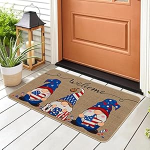 Tallew Patriotic Gnome Doormat Welcome Mats Outdoor Non Slip Rubber Entrance Floor Mat Rug for 4th of July Independence Day Memorial Day Home Indoor Outdoor Holiday Decoration, 27 x 16 Inches Tallew Patriotic Gnome Doormat Welcome Mats Outdoor Non Slip Rubber Entrance Floor Mat Rug for 4th of July Independence Day Memorial Day Home Indoor Outdoor Holiday Decoration 27 x 16 Inches