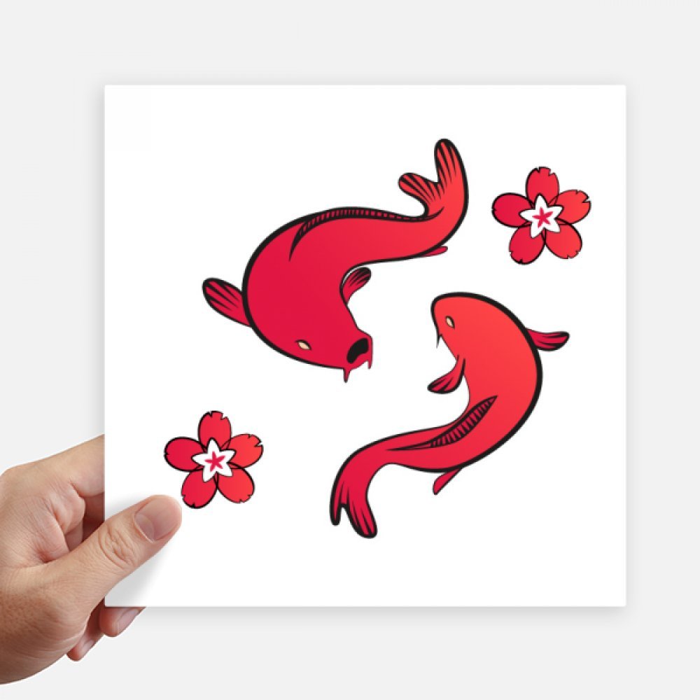 Decal poisson rouge chinois autocollant mural et sticker ordinateur portable 20x20cm