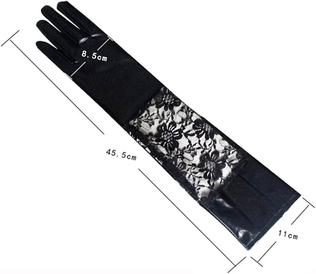 Women's Long Gloves 1 Pair of Lace Faux Leather Ladies Show Party
