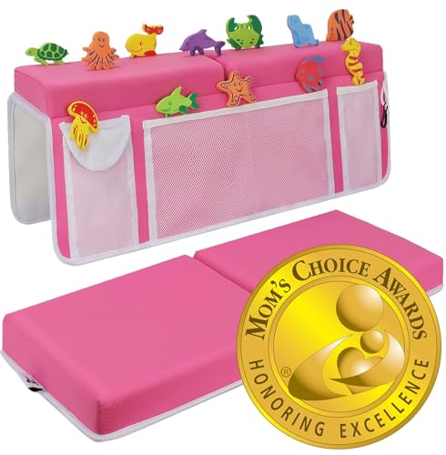 Image of Baby Bath Kneeler and Elbow Rest Pad –Mom’s Choice Award Winner –US-Designed Extra Thick Bathtub Kneeling Pad with 8 Suction Cups, 5-Pocket Organizer, Non-Slip, Cushioned, Durable (Pink) by Supa Ant