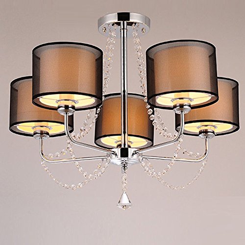 Plafonnier moderne en tissu de cristal noir luminaire de luxe