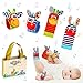 Sonajero Calcetines y Muñequeras para Bebé, Sonajero Toys con Buscador de Muñeca y Pie Juguetes de Animales Suaves y Bonitos para Recién Nacidos Niños Bebés (2 Pulseras y 2 Calcetines)