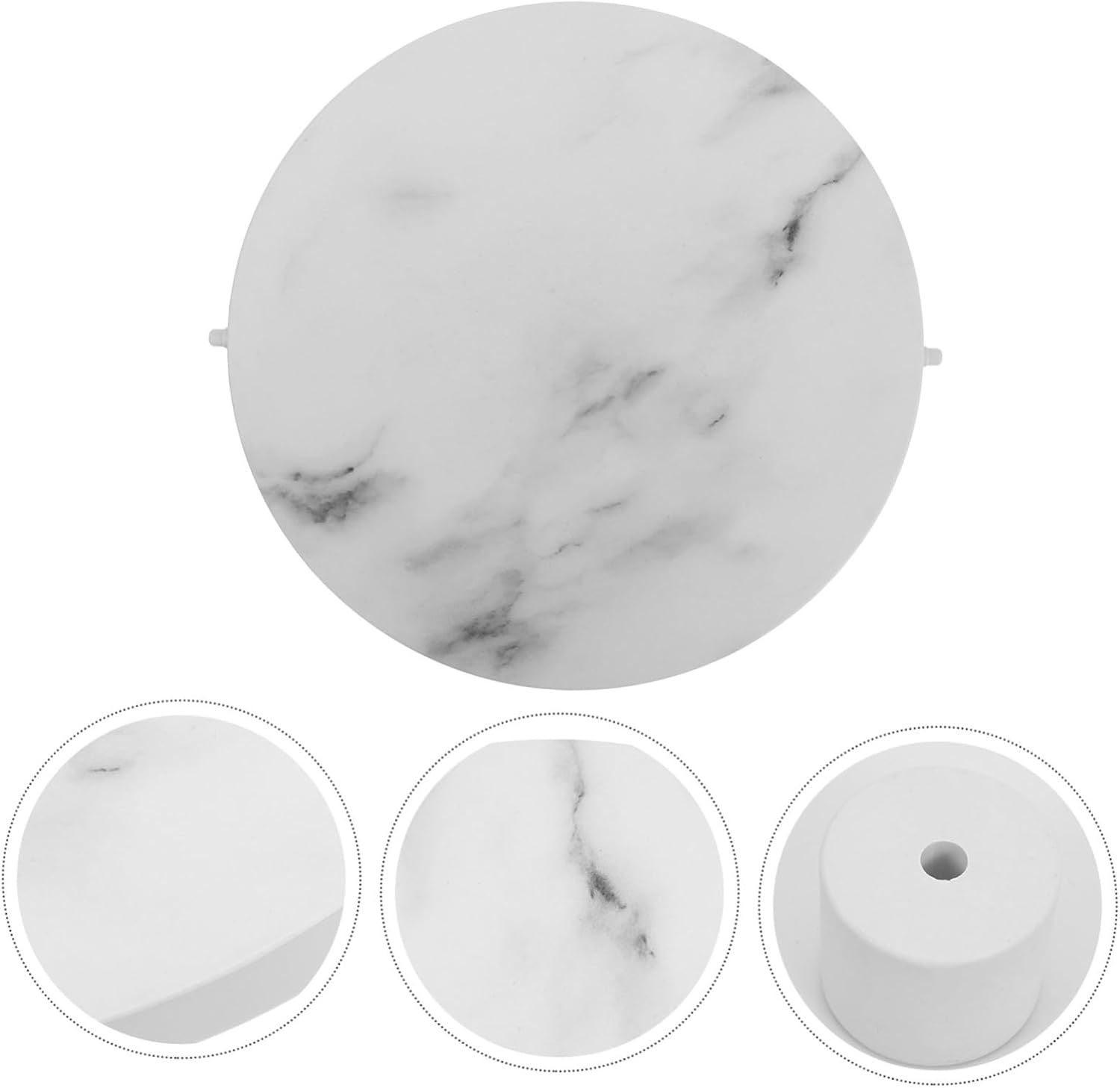 White Marble Trash Can Lid Replacement with Swing Flap Plastic