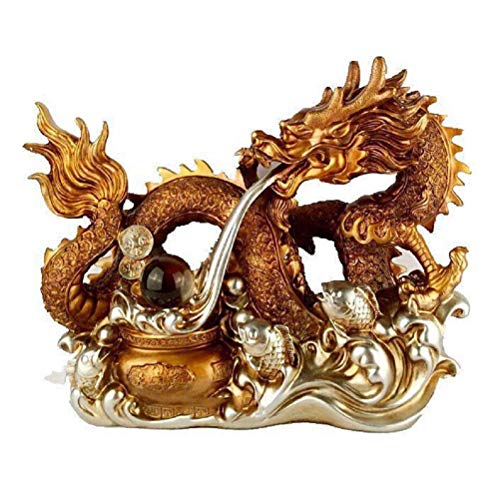 Dragon Chinois Feng Shui Statues Décoration Richesse Résine
