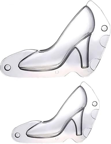 Paquete de 2 moldes de chocolate para zapatos de tacón alto Moldes de caramelo 3D de tamaño grande y pequeño Moldes de tacón grueso para decoración