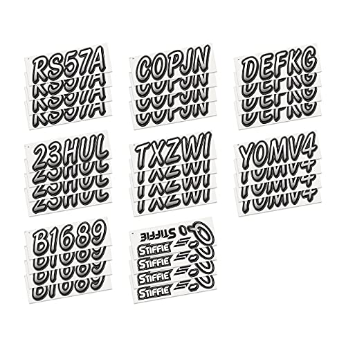 Stiffie Whipline White/Black 3" Alpha-Numeric Boat Registration Numbers Identification Stickers Decals #TOP3