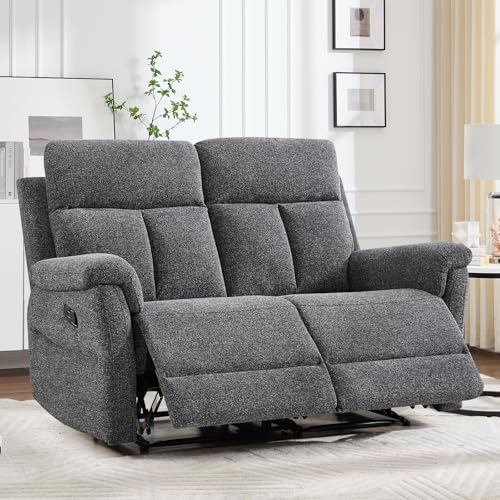 Bonzy Home Recliner Sofa Set, Ergonomic Manual Recliner Couch with Adjustable Backrest and Footrest for Living Room Apartment Home Theater(Dark Grey, Loveseat)