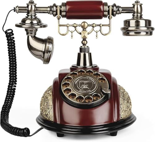 Image of Scizor Home Office Decor Landlines Fashion Creative Antique European Pastoral Retro Wired Phone, Nostalgic Style, Rotary Dial, with Resin Body, Used for Office Home Living Room Telephone Line (SC-03)