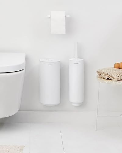 Miniatura 3 de Brabantia Mindset - Juego de 3 accesorios de inodoro (blanco fresco mineral) y soporte para papel higiénico, organizador de baño discreto
