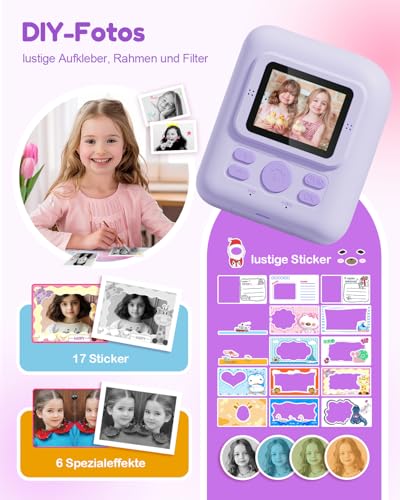 Geschenke für Mädchen, YORKOO Sofortbildkamera für Kinder, 1080P Digitalkamera 48MP Fotokamera, Geburtstag Weihnachten Geschenke für Mädchen und Jungen 4 5 6 7 8 10 12 Jahre