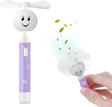 Handheld Mini Fan, Small Portable Pocket Fan, Creative Smiley Face Shaped Personal Fan Replaceable Battery Hand held Fan Cute Little Fan for Girls, Women, Kids, Outdoor Travel, Commute, Purple