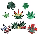 Patches Assorted Weed Leaf Iron on Patches Sew on Weed Embroidered Applique Patches for Clothing, Jackets, Backpacks, Jeans Caps Shoes Bags DIY 8pcs